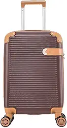 Mala de Bordo Rígida - Textura Canelada Distinta, Rodas Duplas Silenciosas 360°, Cadeado com Combinação Numérica | Leveza e Segurança Aprimoradas para Viagens(Bronze, Pequeno)