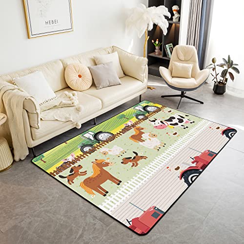 Farm Animal Living Room Rugs for Cute Cow Horse Sheep Accent Rug Set Area Rug Farm Nursery Decor Indoor Floor Mat Decor Rustic Farmhouse Non Slip Area Runner Rug 150 * 200cm