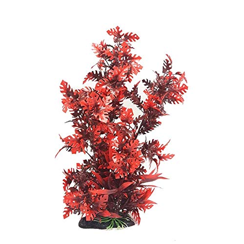 Plantes artificielles d'aquarium, décoration d'ornement de réservoir de poissons, décor d'aquarium ornement de décoration de réservoir de poissons Plante artificielle en plastique rouge, 15,75 pouces
