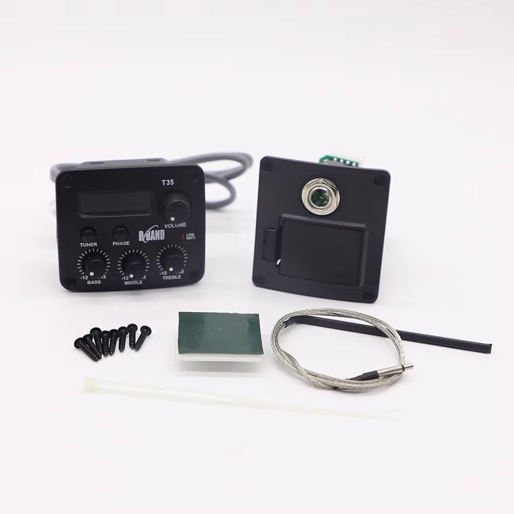 B Band T35 Akustikgitarre Vorverstärker Tonabnehmer 3 Bänder EQ chromatisches Display eingebauter Tuner mit Keramik-Piezo