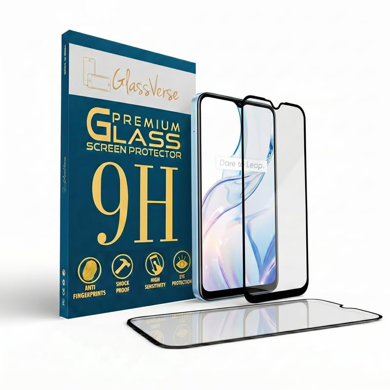 Image of GlassVerse 9H Gorilla Tempered Glass for Realme C30s | HD Clarity Screen Protector, Ultra Strong 9H Protection, Edge to Edge, Case Friendly, Hassle-less Installation Kit Included. (Pack of 2)