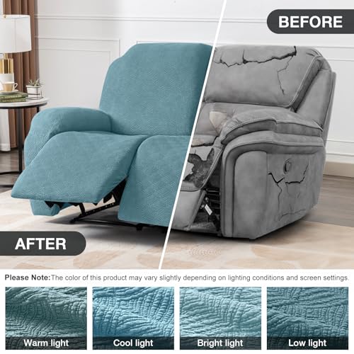 Image of Timeles Recliner Covers Recliner Loveseat Covers Reclining Couch Covers Sofa Slipcovers Stretch Soft Washable (Two-Seater, Teal)