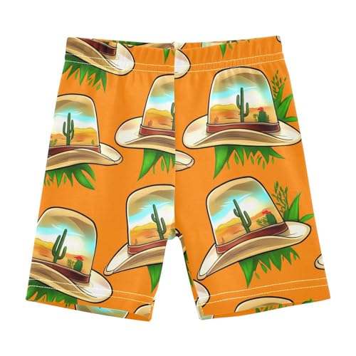 Cowboy Hat Leaves Orange Girls Bike Shorts Toddler Dance Athletic Shorts Under Dress Clothes for Dresses,4T