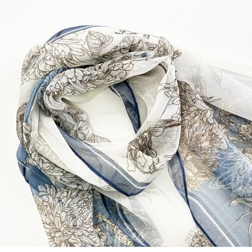 Pokeedioty Fashion Scarfs for Women Lightweight breathable Floral Pattern Sheer Scarfs Sun-proof Shawls Wraps2