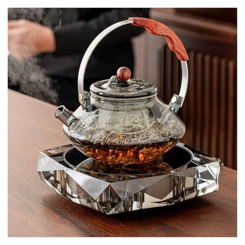 Estufa eléctrica portátil de cerámica para té con tetera de vidrio miniatura 3