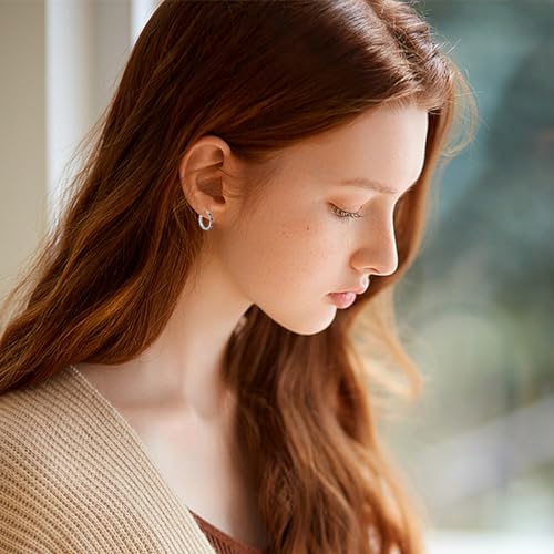 S925 Sterling Silver Earrings Hoop and Stud Sets for Women Trendy 14K White Gold Plated Hypoallergenic Cubic Zirconia Hoops Cute Lightweight Earrings Jewelry Birthday Gifts for Mom Girls4