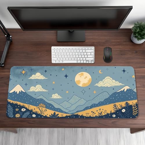 Image of Pastel Landscape Premium Desk Mat | Anti-Skid | Anti-Slip | 80 x 30 cm | Laptop Mat for Work from Home /Office /Gaming- Extended Mouse pad and Keyboard Desk mat