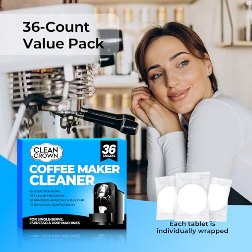 Image of Coffee Maker Cleaner (36 Count), Cofee Maker Cleaner and Descaler, Coffee Machine Descalers, Espresso Machine Descaler Tabs for Brewer & Maker Cleaning, Compatible with Most Brands