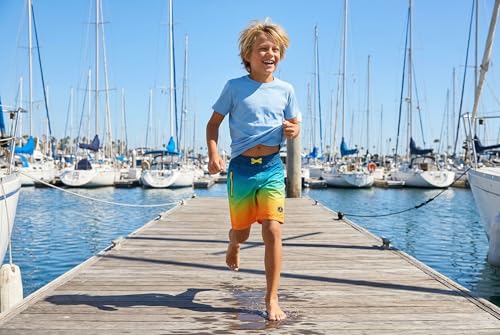 Image of Rokka&Rolla Boys' 4-Way Stretch Swim Trunks Board Shorts Bathing Suit Swimwear with Mesh Lining, UPF 50+