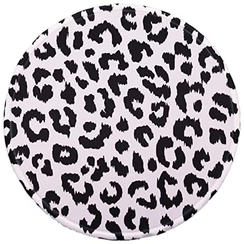 Mouse Pad, Round Mousepad, Cute Mouse Pads, Non-Slip Rubber Base Mousepad with Stitched Edge, Washable Mouse Mat with Lycra Cloth, Small Mouse pad 7.9 x 7.9 Inch (Black Leopard Print) Cover