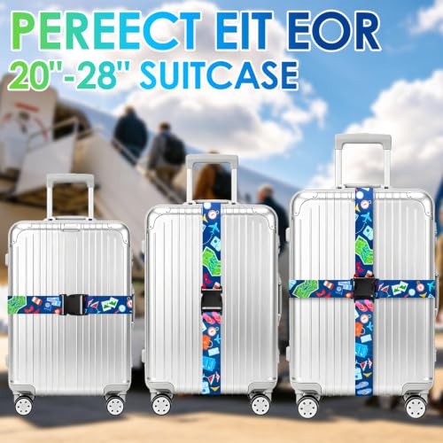 Image of Gutsdoor 2 Pack Luggage Straps for Suitcases, Adjustable Travel Belt, Suitcase Straps with Dual Lock, Quick Release, Over Handle, Luggage Connector Straps & Bright Luggage Belt. (Vacation Mode)