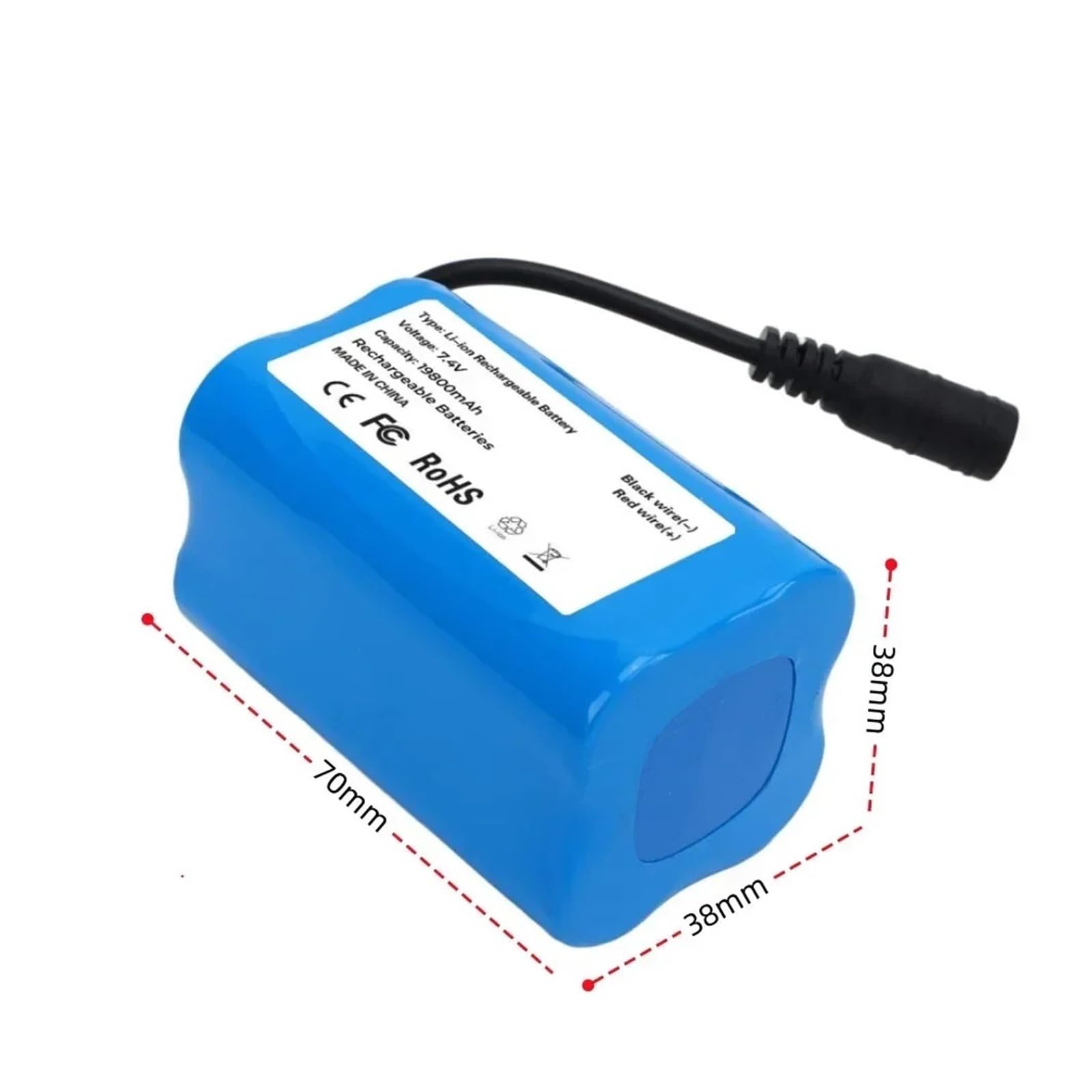 7,4 V 19800 mAh 2S2P Li-Ionen-Akku, Ersatzakku for RC-Köderboote T188 und T888, wiederaufladbarer Hochleistungsakku mit BMS-Schutz(2X Battery1xCharger)