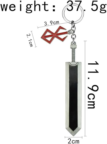 Miniatura 3 de LUFOYOU Llavero de anime Berserk Guts Dragonslayer, espada, llaves, accesorios de automóvil, joyería colgante, regalo para hombres y niños