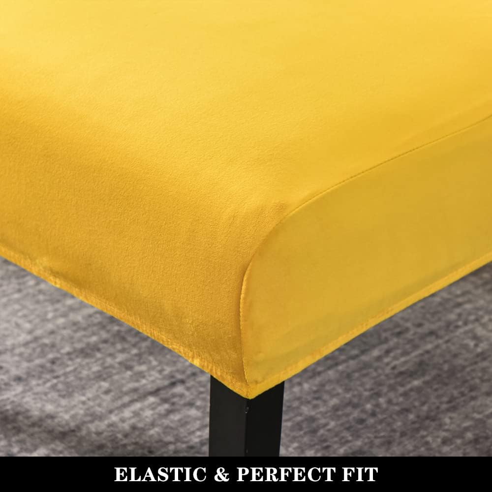 Armless Accent Chair Covers, Stretch Armless Chair Slipcover Velvet Armless Chair Covers Furniture Protector for Living Room Bedroom (Yellow)