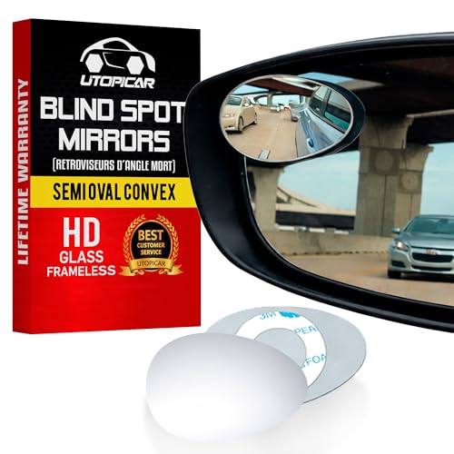 Image of Blind Side Mirrors for the Car - Convex Semi Oval HD Glass, 2-Pack