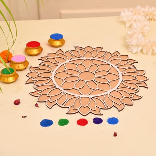 Image of Craftvatika Portable Rangoli Stencil, Decoration Item for Hall, Home and Diwali Gifts, 12 Inches Ananta Rangoli Design Stencils, Diwali Festival Item, Design 1