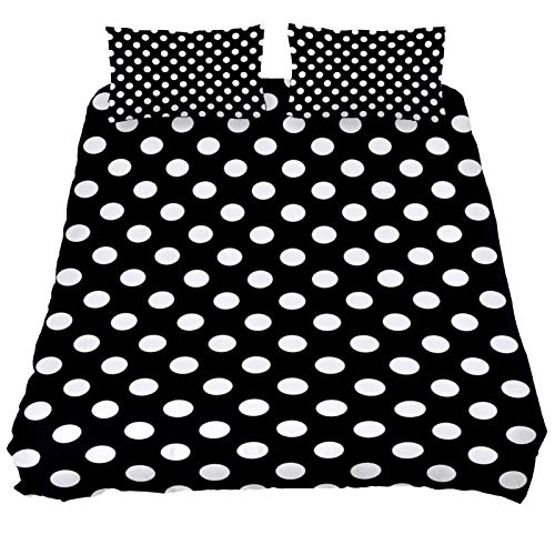 Heoeh Polka Dot Black And White Pattern Duvet Cover Set Queen Size Kids Bedding Sets Comforter Cover With Soft Lightweight Microfiber 1 Duvet Cover And 2 Pillowcase #TOP1