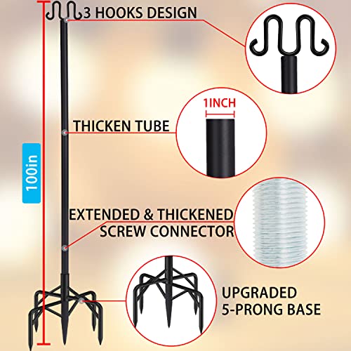 Jowkou String Light Poles For Outdoor String Lights 2 Pack, 100 Inch Light Poles For Outside String Lights, Backyard Steel Patio Light Poles For Garden, Patio, Wedding, Party, Birthday Decorations #TOP4