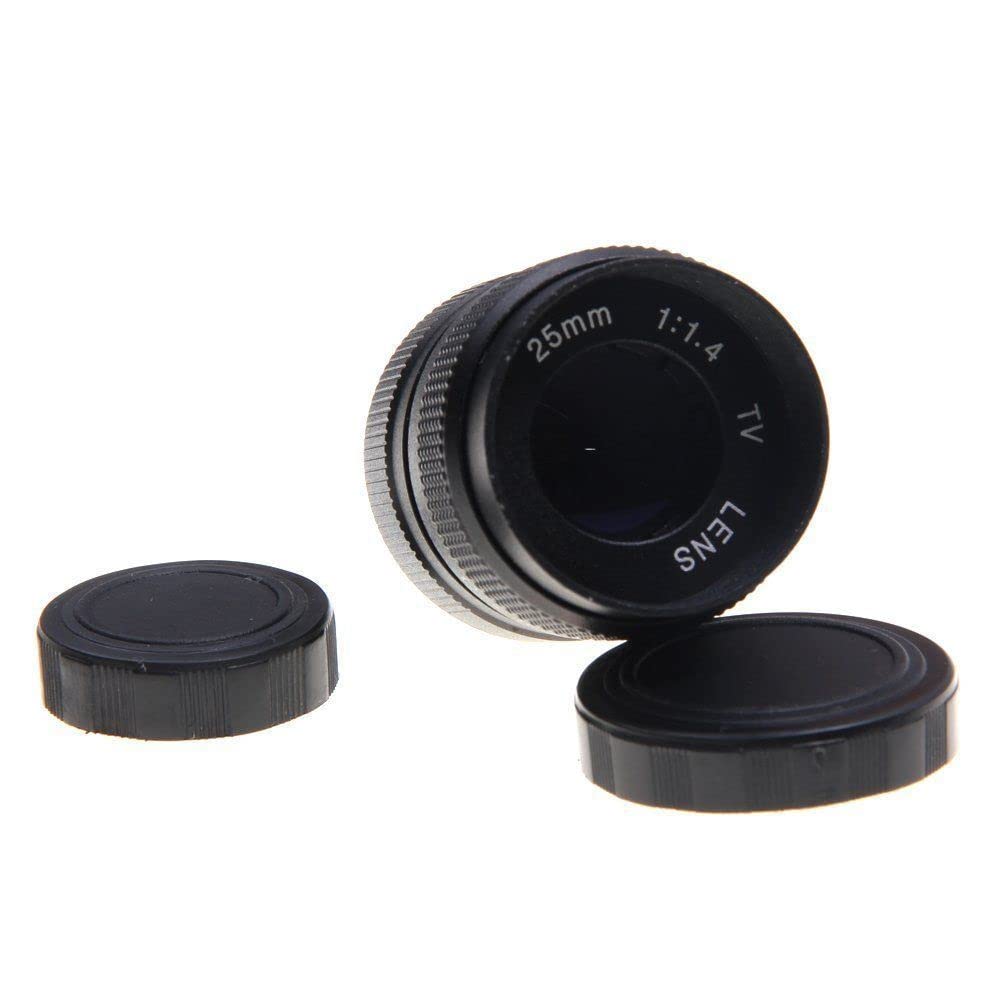 Lente CCTV f1.4 con Montura C de 25 mm f/1.4 Compatible con Fujifilm X-E2 X-E1 X-Pro1 X-M1 (Size : Schwarz, Color : Fuji)