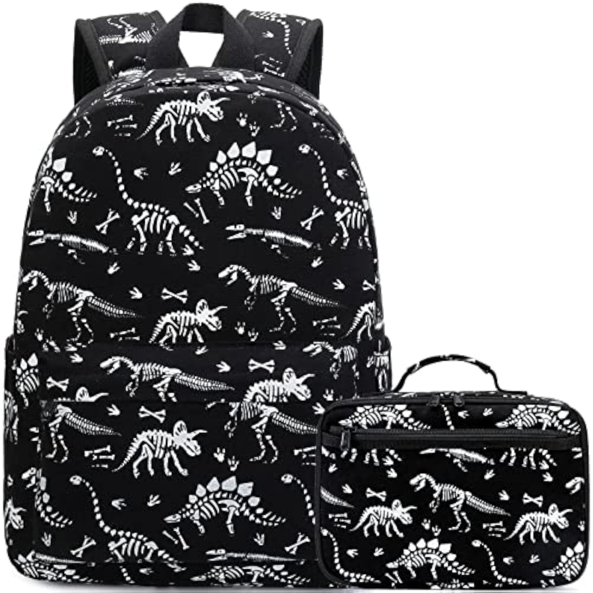 Kids Girls Luminous Dinosaur School Bag with Lunch Box