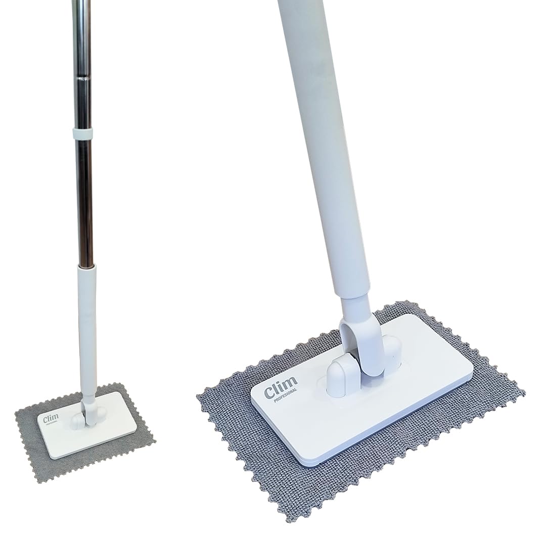 Clim Profesional Mini Mopa Multifunción con Clip, Sin Recambios, Mango de Acero Inoxidable, para Limpieza de Paredes, Azulejos, Muebles y Cristales