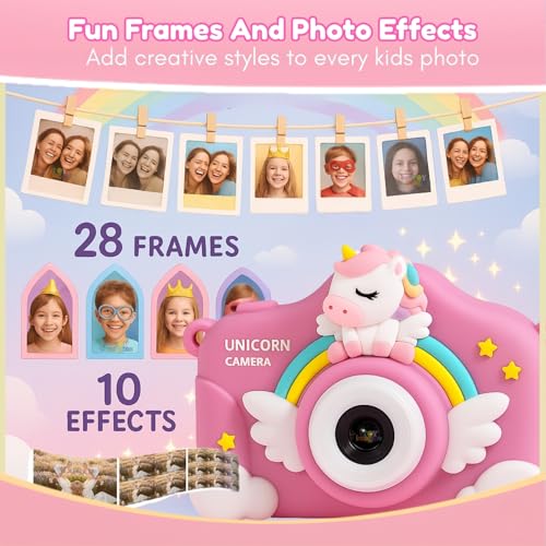 Image of Toy Imagine Kids Digital Camera 48 MP Photos & 1080p Video 2 Screen, USB Rechargeable & Portable Fun Mini Toy Camera for Boys & Girls Age 3-10 Educational Birthday Gift (Unicorn) SD Card Not Included