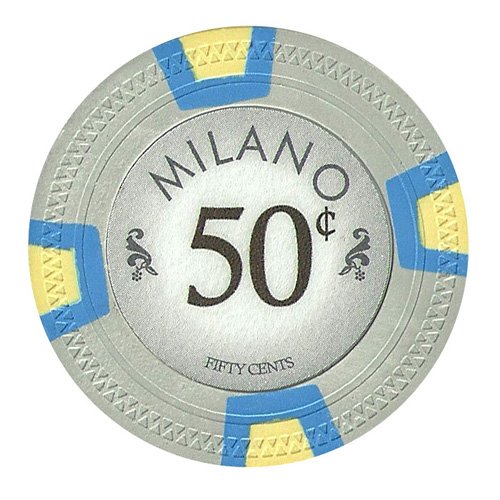 Claysmith Gaming 50 Cent Clay Composite 10 Gram Milano Poker Chips - Sleeve of 25