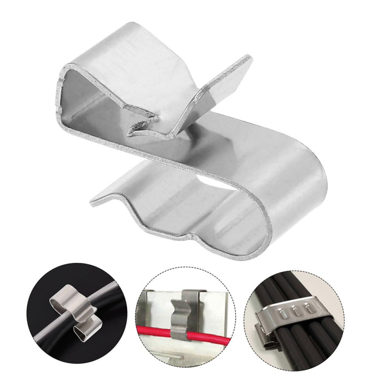 ULTECHNOVO 25pcs Solar Cable Clamp Wires Cable Clips Thread Holder The Wire Jig Photovoltaic Cable Clamp Wire Management for Solar Application Wire Harness Clips Silver Stainless Steel