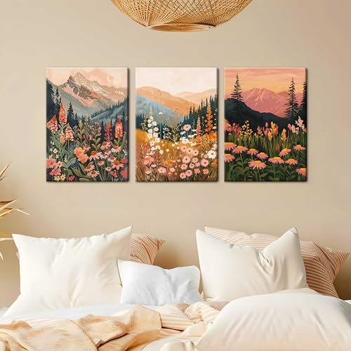 Paysage de coucher de soleil bohème en triptyque mural poétique - 6