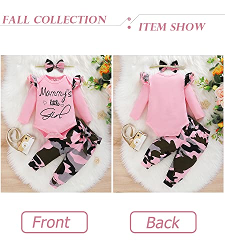 Image of Newborn Baby Girl Clothes Toddler Girl Outfits Ruffle Long Sleeve Tops Pants with Hats and Headband Fall Summer Clothes Sets