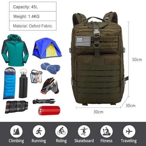 Mochila Táctica Militar 45L Waterproof para Trekking miniatura 3