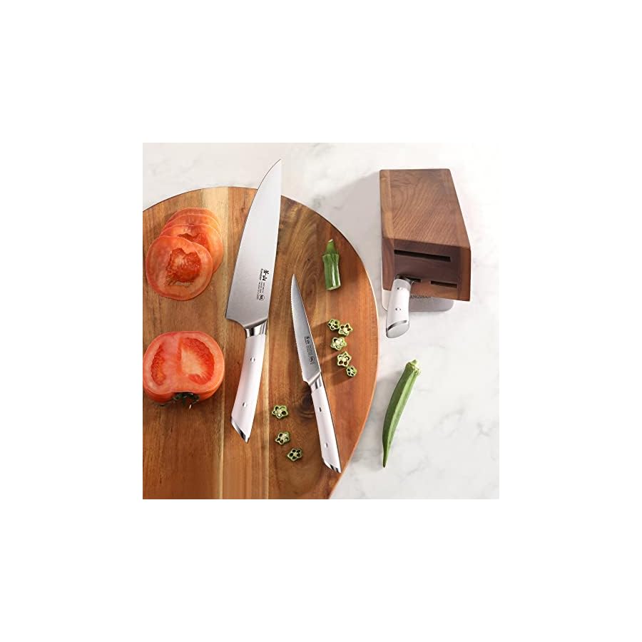 Cangshan HELENA Series German Steel Forged, HUA Knife Block Set (4-Piece, White)