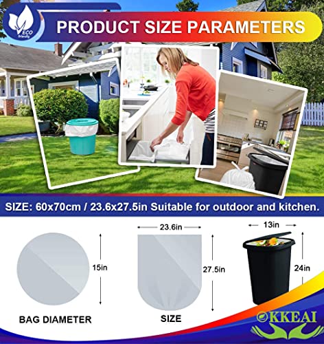Image of OKKEAI 8 Gallon Garbage Bags, White Trash Bags for Kitchen Waste, 60 Count