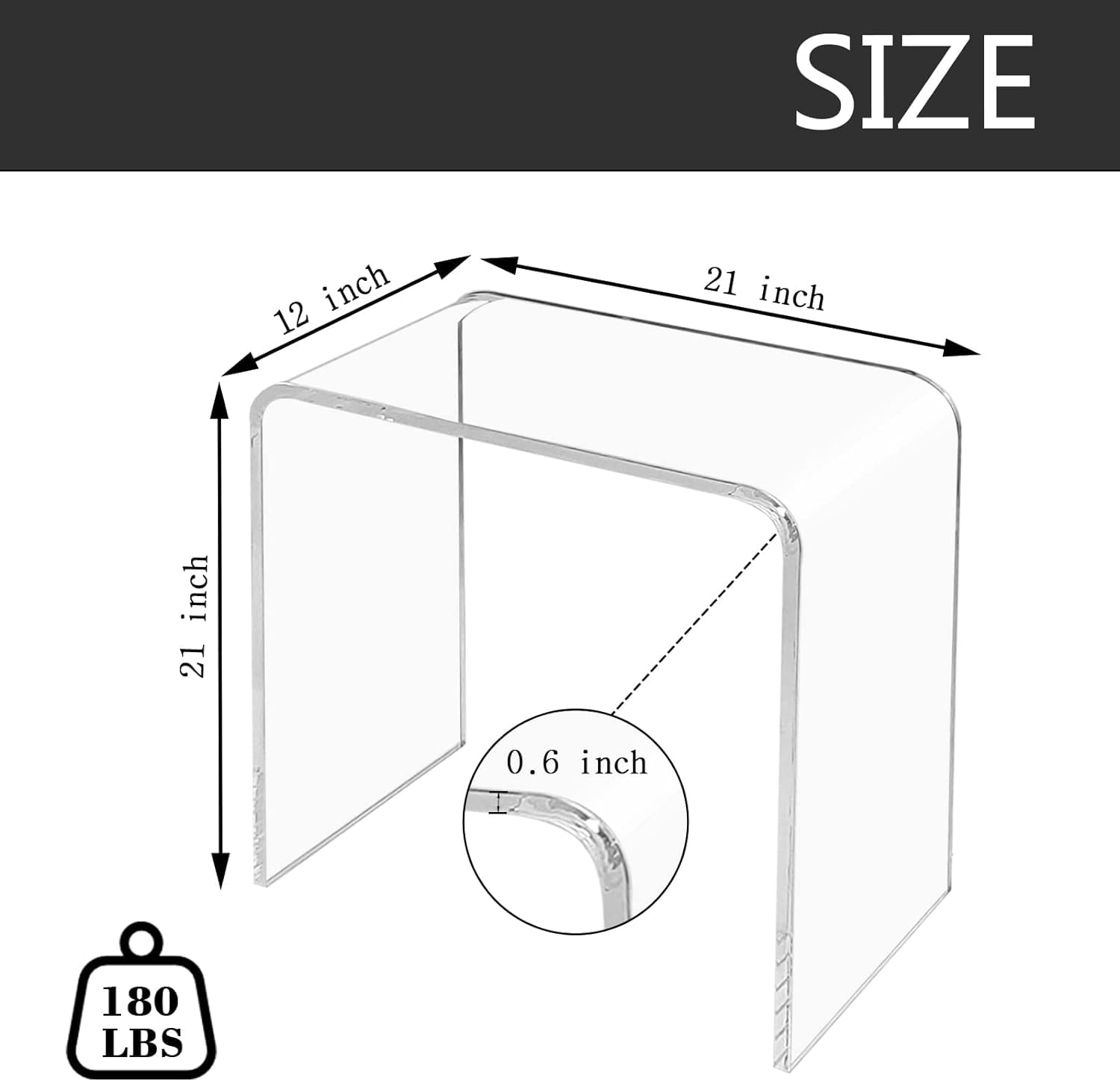 TPZLRN U-Shape Acrylic Side Table,21