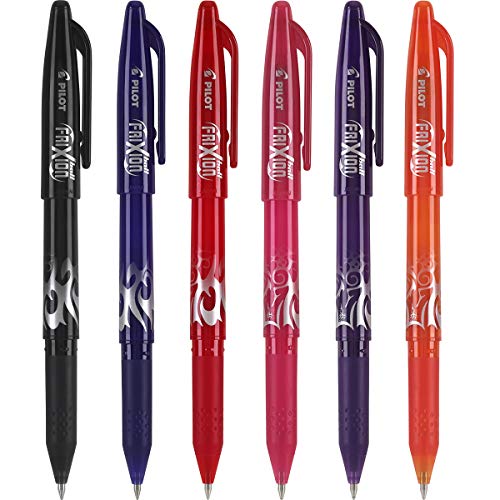 Image of Pilot FriXion Ball Erasable Gel Pens, Fine Point, Assorted Colors 6-Pack, Black /Blue /Red /Pink /Orange /Purple (31568)