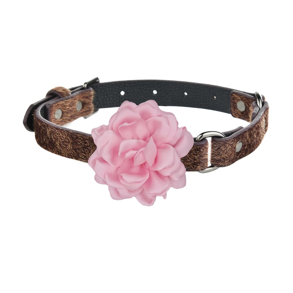 LittleFathandFlower Choker Necklace for Women Faux Leather Camellia Necklace Vintage Rose Floral Pendant Necklace Christmas Jewelry Gift