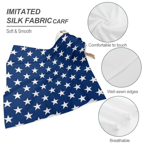 American Flag Navy Blue Stars Fashion Square Neck Scarf Head Kerchief Hair Bandana Headscarf for Women4