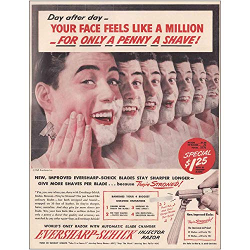 RelicPaper 1949 Eversharp-Schick Injector Razor: Penny a Shave, Schick Print Ad