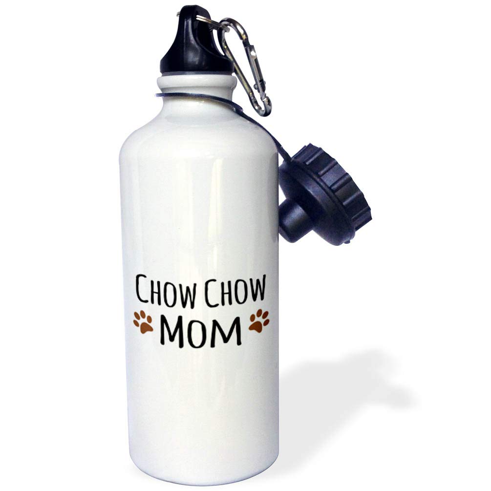 3dRose Chow Chow Dog Mom-Doggie by breed-brown muddy paw prints love-doggy lover-proud pet owner Sports Water Bottle 21