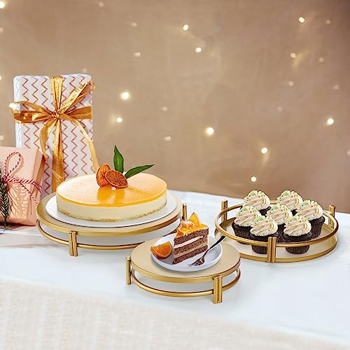 yarlung 3 Pack Gold Cake Stands, 8/10/12 Inch Metal Cupcake Display Stands Dessert Trays, Table Decoration Cookies Serving Plates for Wedding, Birthday, Party, 3 Sizes - Image 3