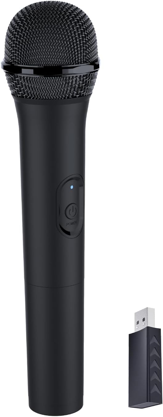HONCAM USB Wireless Microphones UHF Metal Handheld Dynamic Mic with USB Receiver for PC Computer, Laptop,Gaming, Singing Practice, Compatible with Xbox Series X/S, PS5, Switch OLED, NS Switch, Wii