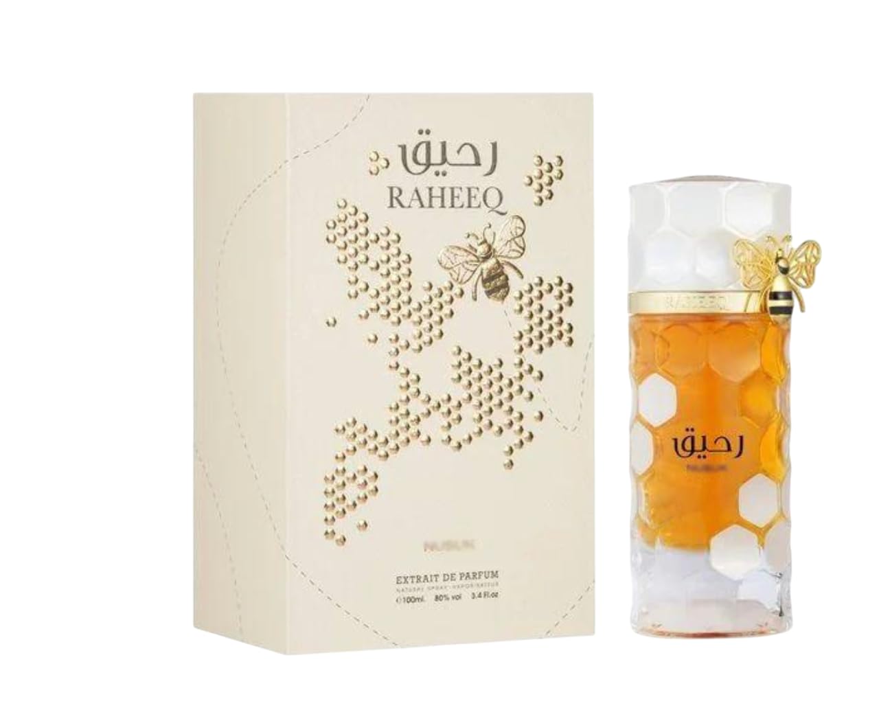 Perfume Raheeq Extrait de Parfum 100 ml, Perfume Árabe Unisex de Larga Duración, Incluye Atomizador Recargable 5ml, Fragancia gourmand oriental con naranja sanguina, caramelo, coco y vainilla (Raheeq)