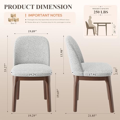 Image of MALOL Upholstered Dining Chairs with Thickened Solid Wood Legs, Mid Century Modern Kitchen & Dining Room Chairs Set of 6, Comfortable Side Chairs for Dining Room, Kitchen, Light Grey