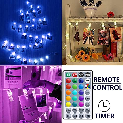Solhice Photo Clips String Lights Color Changing 20 Leds, 10Ft Rgb Hanging Pictures Wall Lights For Teen Girls Room Decor, Indoor Bedroom Lights With Usb Powered And Remote thumb #6