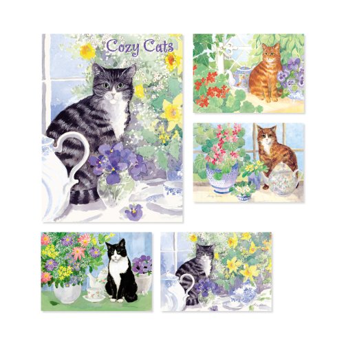 Cozy Cats - Box Set of 20 Assorted Note Cards and Envelopes