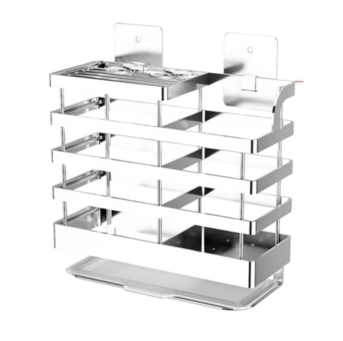 Bloque Cuchillos Cocina Soporte para Cuchillos De Acero Inoxidable Cocina Casera Estante para Cuchillos Montado En La Pared con Bandeja De Drenaje De PP