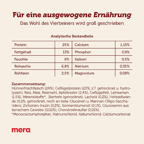 mera Care Junior Huhn (1kg), Hundefutter für Welpen bis zum 12. Monat, mit 78% tierischen Protein, ohne Weizen