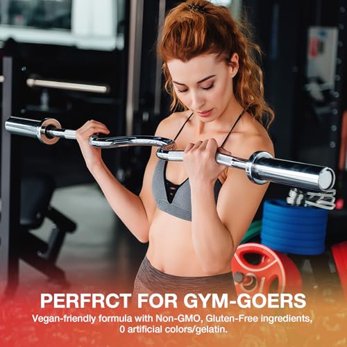 Image of Creatine Gummies for Men & Women - Chewable Creatine Gummy with Taurine & Vitamin B12, 5g Creatine Monohydrate per Serving, 120 Gummies - Raspberry Flavor, Raspberry-Shaped