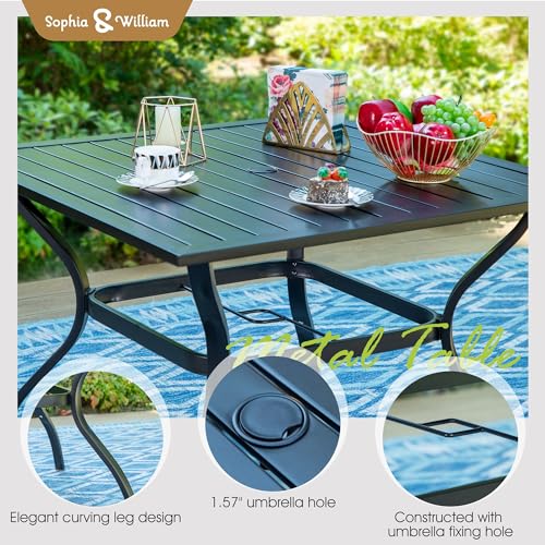 Image of Sophia & William Outdoor Dining Set Patio Dining Set for 4 Outdoor Table and Chairs 5 Pieces with Swivel Patio Chairs 37 inchx 37 inch Metal Table for Garden Pool All Weather Brown