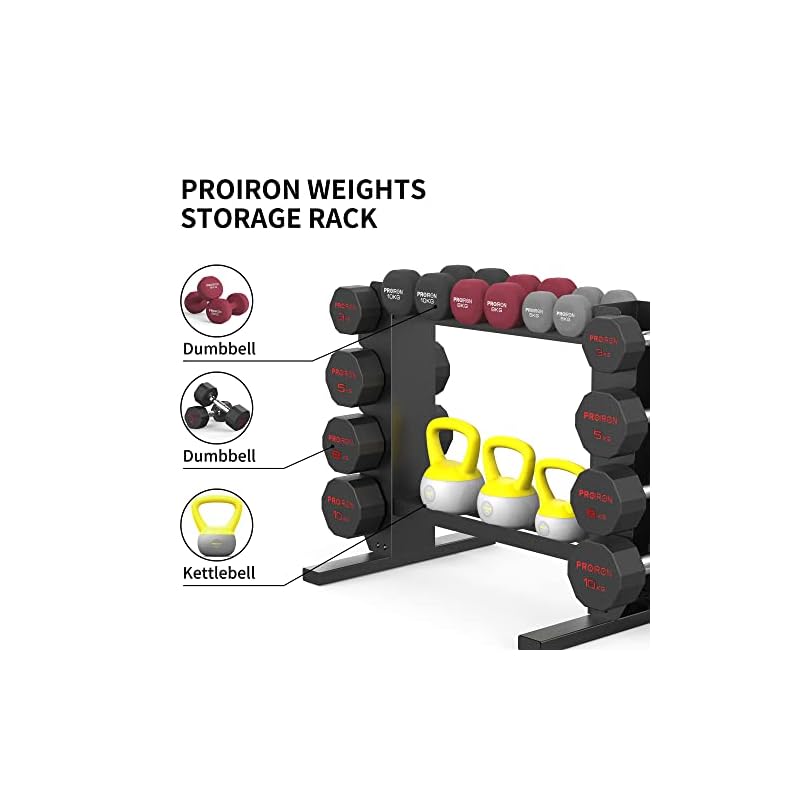 PROIRON Compact Dumbbell Rack, Weight Rack for Dumbbells Kettlebells Home Gym Storage, Multi-layer Weights Stand Holder (Rack Only) - Image 3